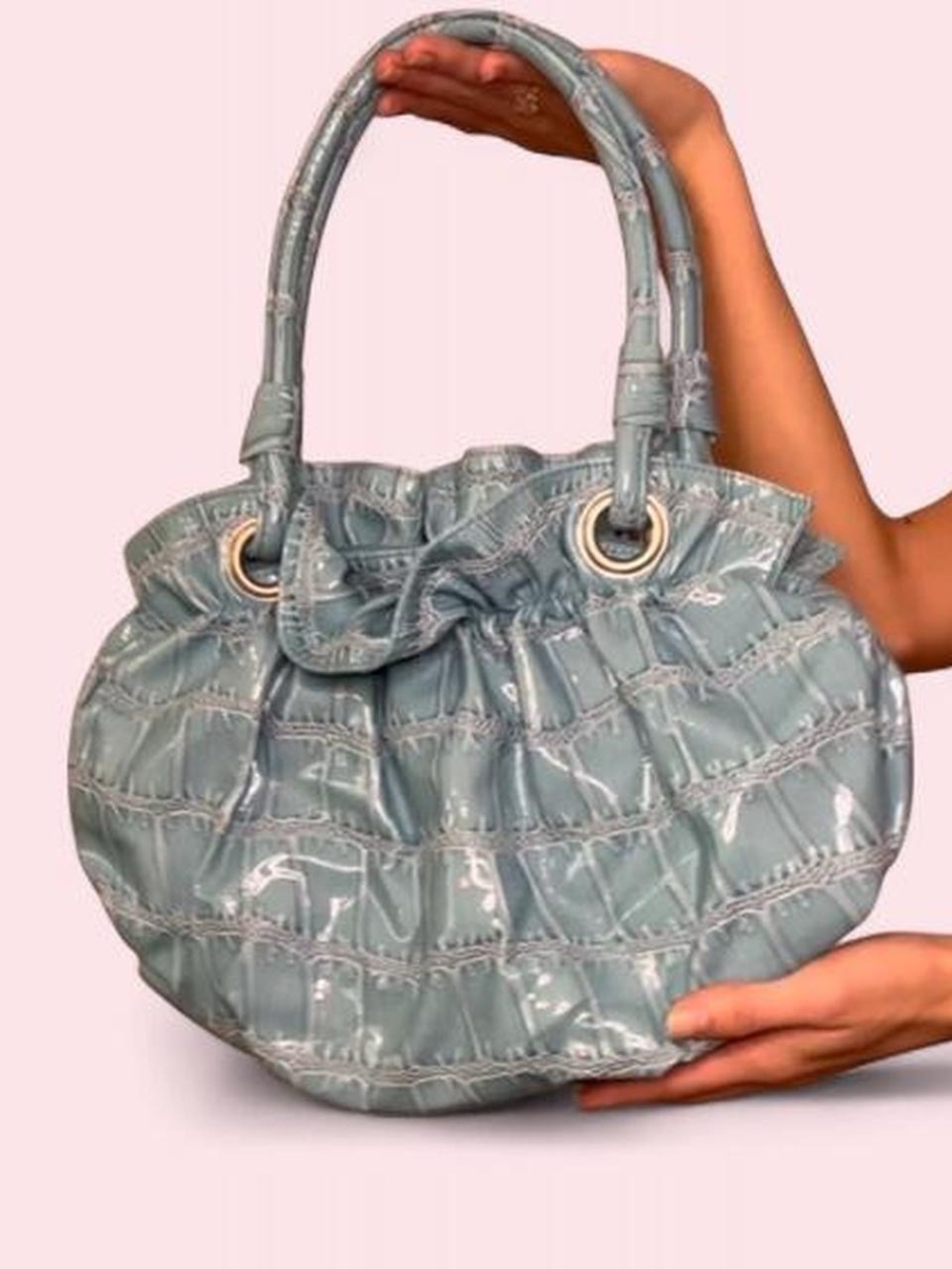 Y2K Baby Blue Ruffle Shoulder Bag - Picture 3 of 8